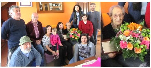Imagen de la entrega de Abuela de Concejo a Marina Garca Llavona el 7 de abril de 2016