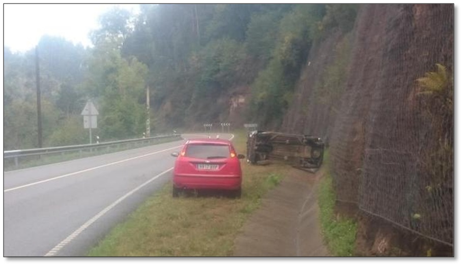 Accidente de coche en la carretera de Villaviciosa