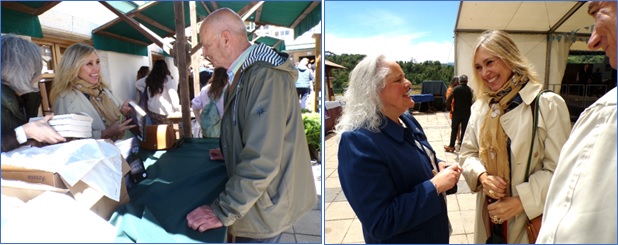 En las fotos, con Maximino Costales, tras firmarle el libro; y en �sta, departiendo con la concejala cabranesa, Mar�a Crespo.