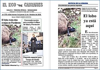El lobo ya fue noticia el 5 de octubre de 2018, en nuestro nmero 179.