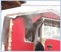 Vista de la Casa de Santa Eulalia incendiada