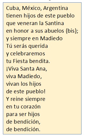 Cancin local Adios patrona nuestra; adis, Prenda de amor, adis, Santa querida