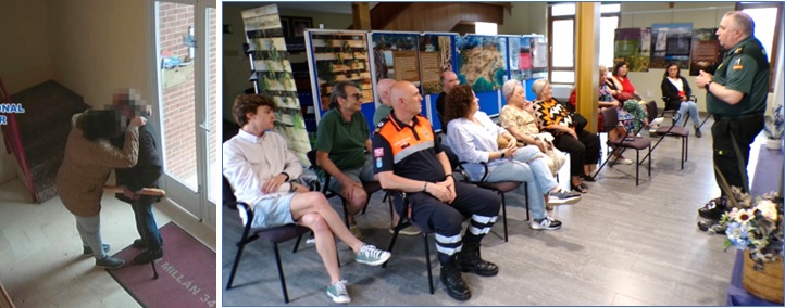 A la izquierda, imagen difundida por la Polic�a Nacional en la que una delincuente detenida en 2021 roba a un anciano mediante el �abrazo cari�oso�. Fue publicada el pasado 20 de junio con la noticia de una �alerta policial tras varias denuncias por hurto