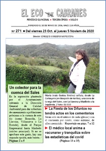 Imagen de la portada del Eco N 271 donde Maria Jess Godoy nos seala la cuenca del Sales