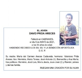 Imagen y esquela de David Prida Areces