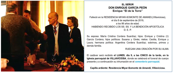 Esquela de Enrique Garcia Pen
