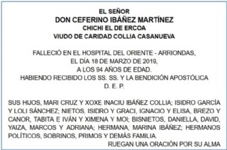 Esquela de Chichi el de Ercoa