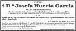 Esquela de Josefa Huerta