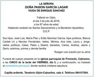 Esquela de Pasin
