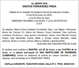 Esquela de Santos