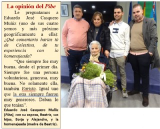 Eduardo Jos Casquero Muiz (Pibe), con su esposa, Beatriz, sus hijos, Borja y Alejandro, y la homenajeada (madre de Beatriz).