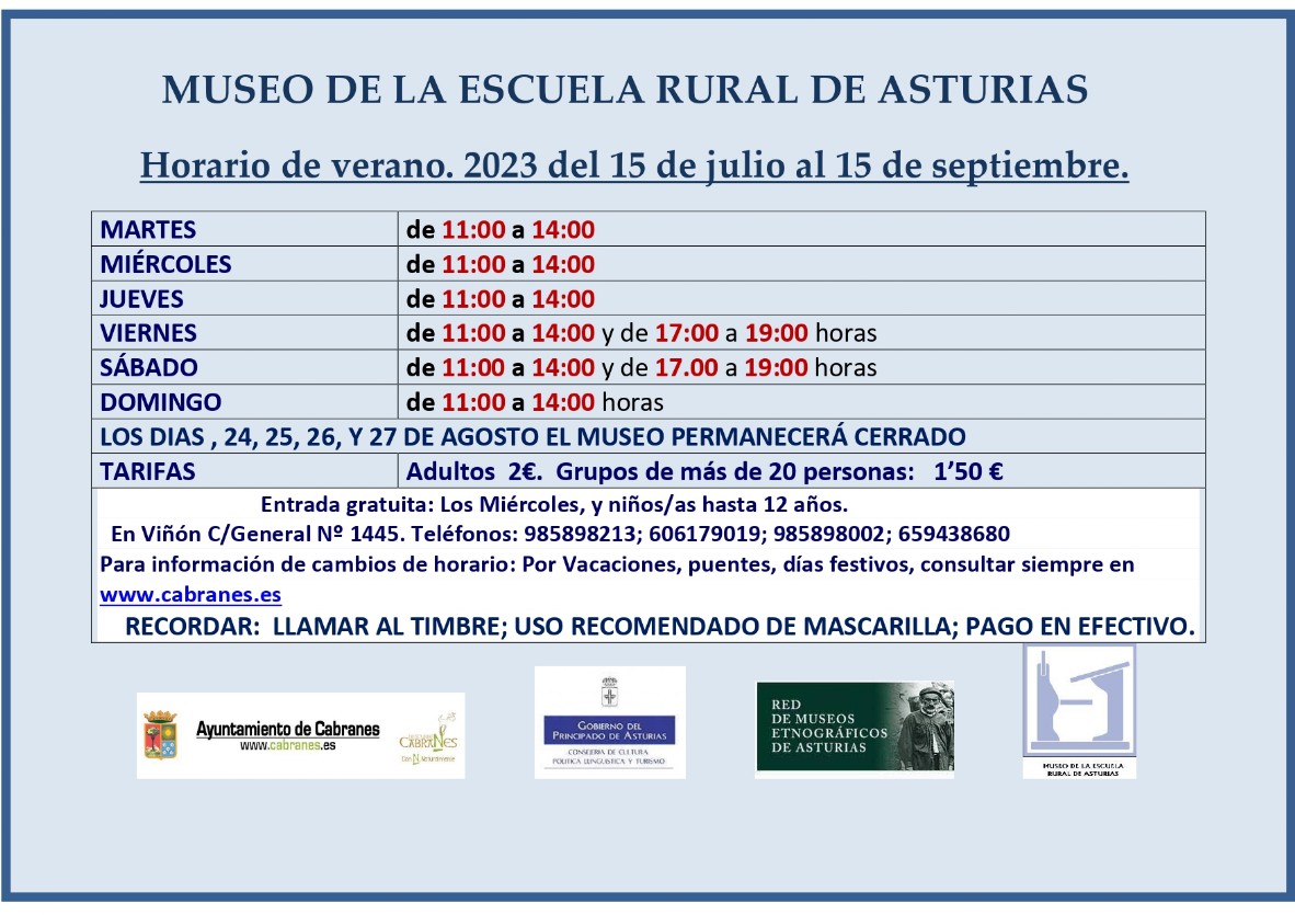 Horario de verano Museo