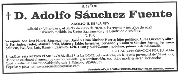 Esquela de Adolfo