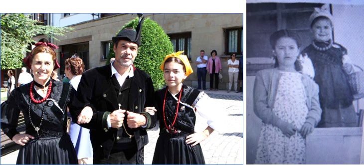 Foto de los hermanos Hevia y una de las hijas de Hevia. Y en la otra foto imagen de la madre de los Hevia de pequea