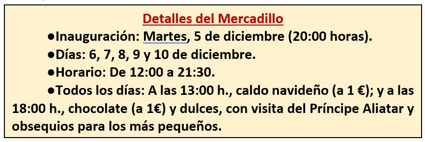 Detalles y horarios del mercadillo