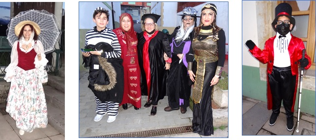 He aqu a la egipcia Cleopatra (la primera teniente de alcalde, Arabela Garca, primera por la derecha) con su grupo (de Gijn). Abajo, Noelia Daz y el mago ker.