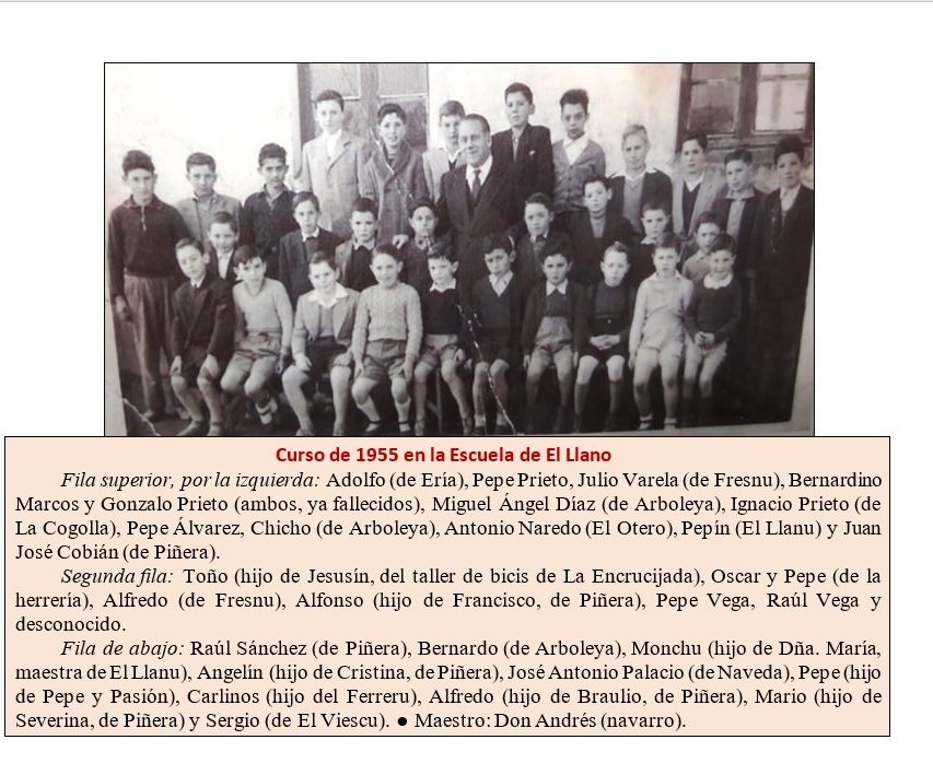 Curso 1955 en la Escuela del Llanu