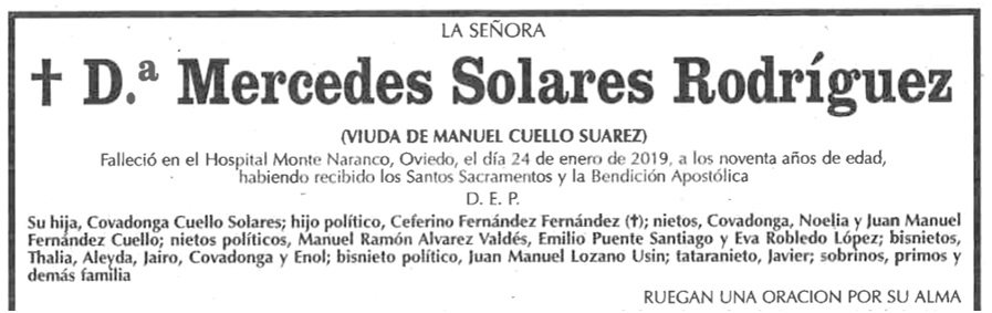Esquela de Mercedes