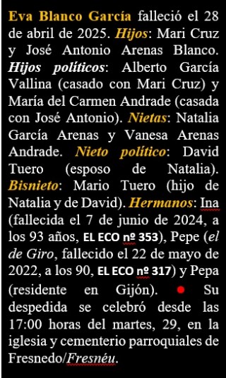 Cuadro con datos personales de la fallecida