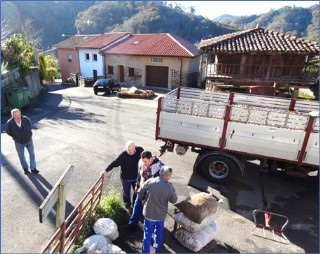 El primero por la izquierda, siguiendo el pesaje de manzana en Les Dances, en el otoo de 2018. | Fotos: EL ECO, Archivo