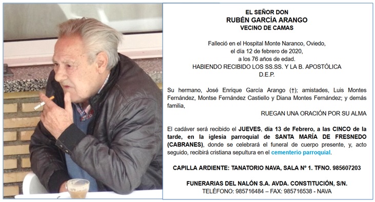 Fotografa y esquela de Rubn Garca Arango