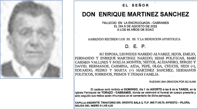 Imagen y esquela de Enrique Martnez Snchez
