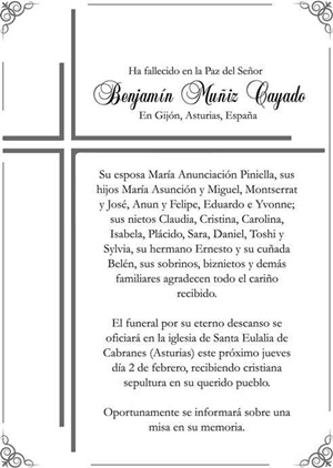 Su esquela en el peridico Listn diario, de Santo Domingo