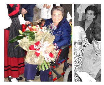 A la izquierda, el 10 de diciembre de 2017 (homenajeada por Santa Eulalia) y a la derecha el 5 de septiembre de 1994 (detrs de Mara Josefa Canellada, en la inauguracin de la Casa de Cultura que lleva el nombre de sta). / EL ECO