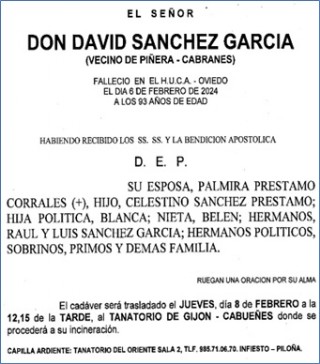 Esquela  de David Snchez