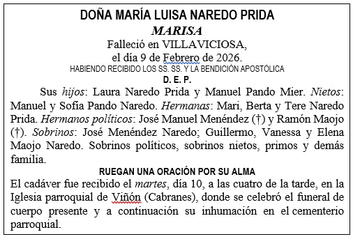 Esquela de Mar�a Luisa Naredo Prida