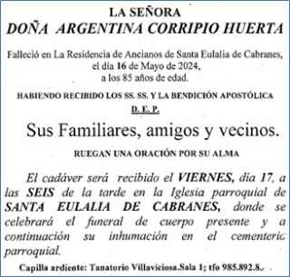 Esquela de Argentina Corripio