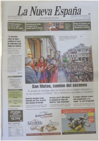 Portada del Diario la Nueva Espaa