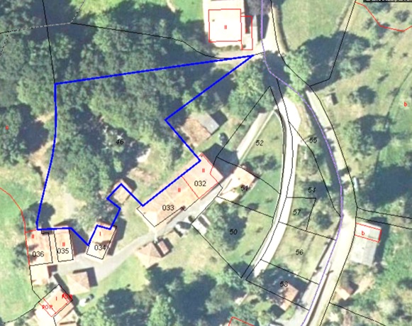 Grfico catastral actual de la parcela. El nmero 034 es la capilla