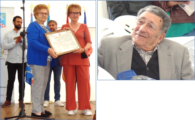 Imagen de la recogida del premio de Rafael Rodrguez Venta y imagen del premiado