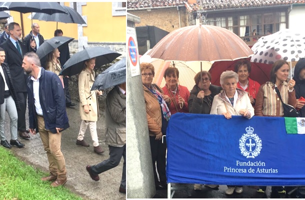 El Rey, la Infanta y la Princesa caminan hacia el grupo toracense
