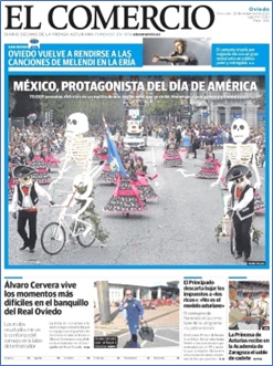 La participacin cabranesa cop la portada del diario El Comercio, en su edicin para Oviedo.