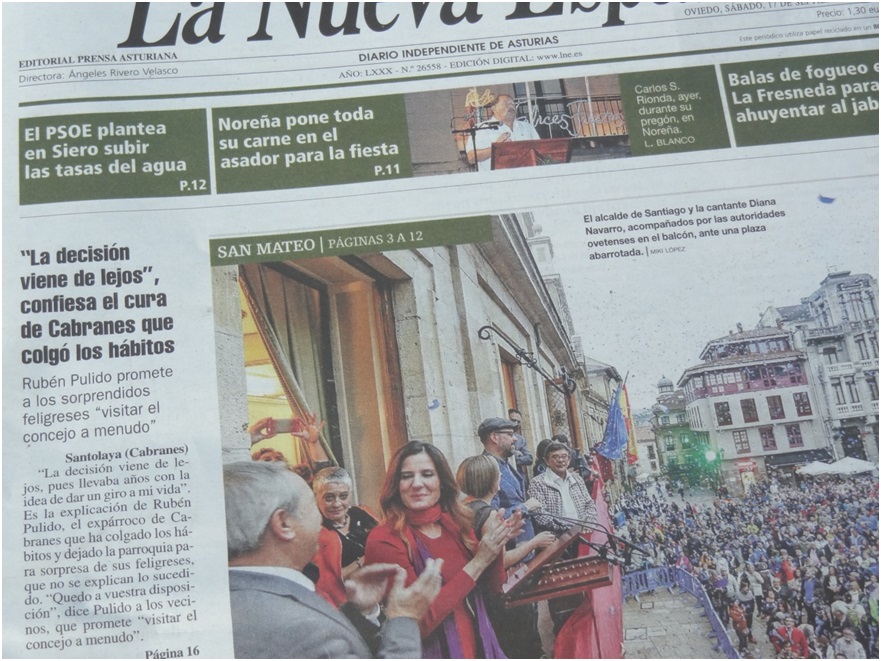 Imagen de la publicacin de la Nueva Espaa donde se habla de la decisin del Prroco de Cabranes