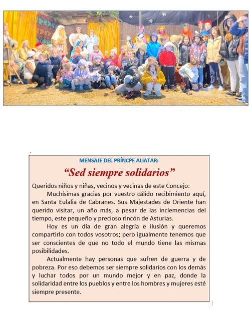 Foto de familia en el Beln Viviente. Carta de Aliatar