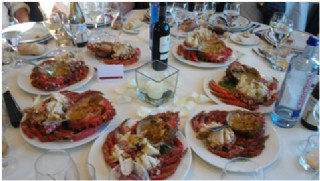 Comida en las Rias Baixas de la Cofradia del Arroz con leche