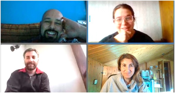 Ivn Riego (Concejal de Medio Rural), Paula Prieto (Primera Teniente de Alcalde), Gerardo Fabin (Alcalde) y Arabela Garca (segunda Teniente), en plena videoconferencia.