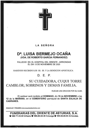 Esquela de Luisa