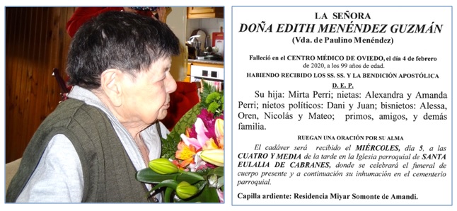 Imagen y esquela de Edith