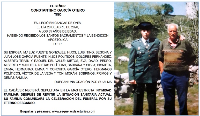 Imagen y esquela de Tino Garca Otero