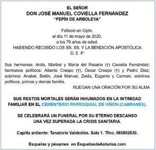Esquela de Pepn de Arboleya