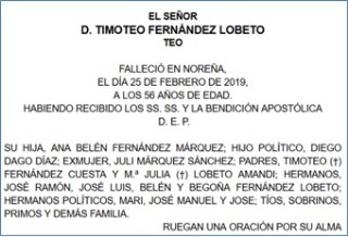 Esquela de Teo