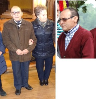 Con su esposa, en la iglesia de Fresnedo; y en el Festival de la Boroa en Torazo, hace dos aos. / EL ECO, Archivo