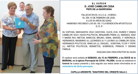 Imagen y esquela de  D. Jos Camblor Cesa
