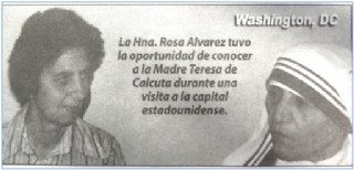 Resea grfica, en el peridico `Hoy en Delaware`, de su encuentro con Teresa de Calcuta, ocurrido en el ao 1981.