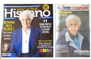Portada de la revista Magazine Hispano y del peridico El Tiempo Hispano, de Delaware, con motivo de su fallecimiento, en 2019