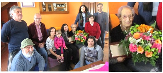 Imagen de la entrega de Abuela de Concejo a Marina García Llavona el 7 de abril de 2016